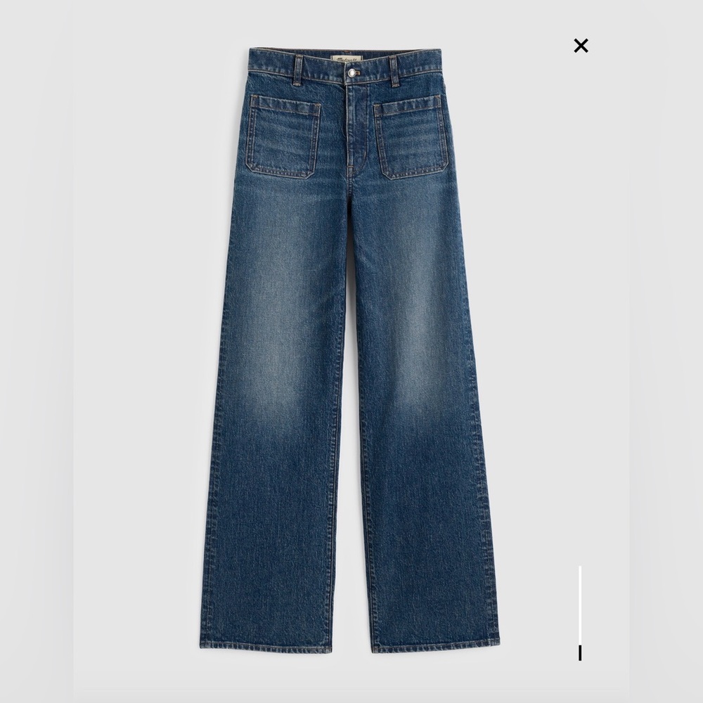 NWT Madewell Emmett Patch Pocket Wide-Leg High-Rise Jeans, 27